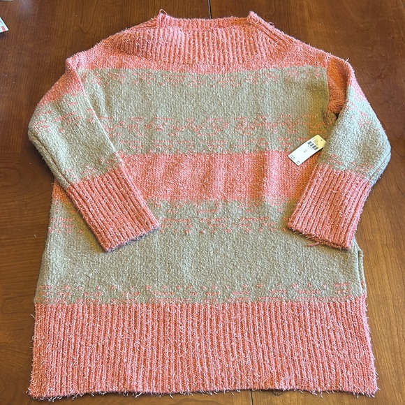 Pilcro tunic sweater pink-orange tan size medium NWT - Picture 4 of 9